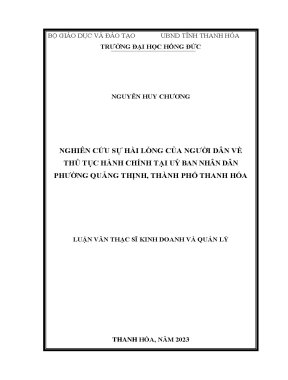 Luận văn nghiên cứu sự hài lòng của người dân về thủ tục hành chính tại uỷ ban nhân dân phường quảng thịnh thành phố thanh hóa