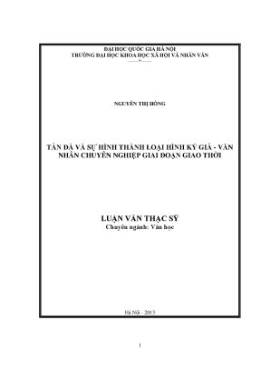 Luận văn thạc sĩ tản đà và sự hình thành loại hình ký giả văn nhân chuyên nghiệp giai đoạn giao thời