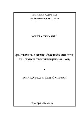 Luận văn thạc sĩ quá trình xây dựng nông thôn mới ở thị xã an nhơn tỉnh bình định 2011 2018