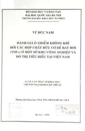 Luận văn thạc sĩ khoa học đánh giá ô nhiễm không khí bởi các hợp chất hữu cơ dễ bay hơi voc3 ở một số khu công nghiệp và đô thị tiêu biểu tại việt nam