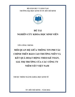 Luận văn mối quan hệ giữa thông tin phi tài chính trên báo cáo thường niên và kết quả hoạt động theo kế toán giá thị trường của các công ty niêm yết việt nam