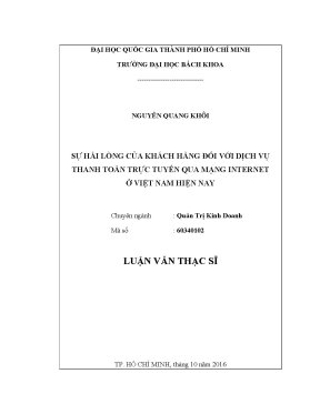 Luận văn thạc sĩ quản trị kinh doanh sự hài lòng của khách hàng đối với dịch vụ thanh toán trực tuyến qua mạng internet ở việt nam hiện nay
