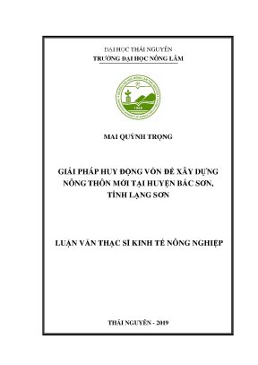 Luận văn giải pháp huy động vốn để xây dựng nông thôn mới tại huyện bắc sơn tỉnh lạng sơn