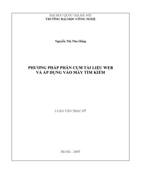 Luận văn thạc sĩ phương pháp phân cụm tài liệu web và áp dụng vào máy tìm kiếm luận văn ths công nghệ thông tin 1 01 10
