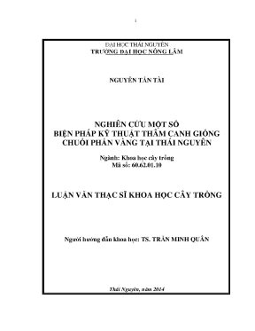 Luận văn thạc sĩ nghiên c ứu một số biện pháp kỹ thuật thâm canh giống chuối phấn vàng tại thái nguyên