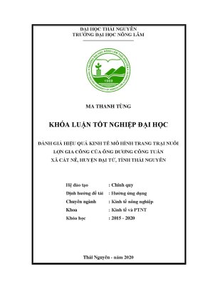 Luận văn tốt nghiệp đánh giá hiệu quả kinh tế mô hình trang trại nuôi lợn gia công của ông dương công tuấn tại xã cát nê huyện đại từ tỉnh thái nguyên