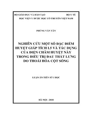 Luận án tiến sĩ nghiên cứu một số đặc điểm huyệt giáp tích l5 và tác dụng của điện châm huyệt này trong điều trị đau thắt lưng do thoái hóa cột sống