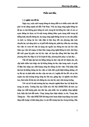 Luận án tiến sĩ tìm hiểu quá trình áp dụng phần mềm tích hợp quản trị thư viện libol tại trung tâm thông tin thư viện đại học kiến trúc hà nội