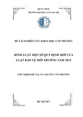 Đề tài nghiên cứu khoa học cấp trường bình luận một số quy định mới của luật bảo vệ môi trường 2014