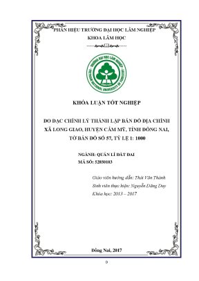 Đo đạc thành lập bản đồ địa chính thị trấn long giao huyện cẩm mỹ tỉnh đồng nai tờ số 57 tỷ lệ 1 1000
