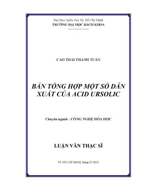 Luận văn thạc sĩ công nghệ hóa học bán tổng hợp một số dẫn xuất của acid ursolic