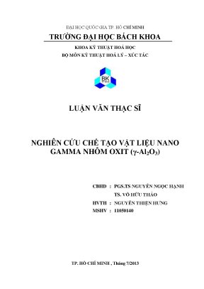 Luận văn thạc sĩ công nghệ hóa học nghiên cứu chế tạo vật liệu nano gamma nhôm oxit yal2o3