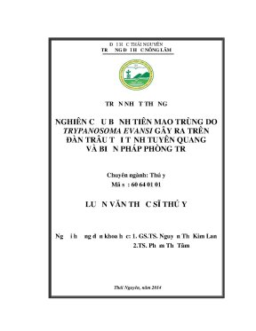 Luận văn thạc sĩ nghiên cứu bệnh tiên mao trùng do trypanosama evansi gây ra trên đàn trâu tại tỉnh tuyên quang và biện pháp phòng trị