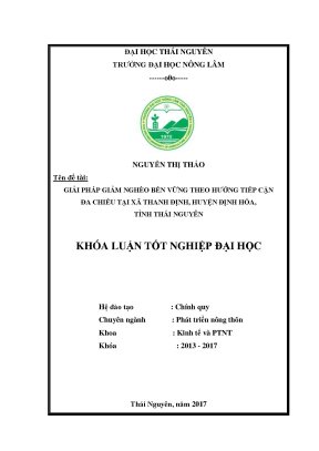 Luận văn giải pháp giảm nghèo bền vững theo hướng tiếp cận đa chiều tại xã thanh định huyện định hóa tỉnh thái nguyên