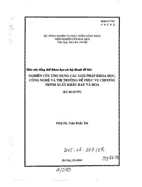 Luận văn nghiên cứu ứng dụng các giải pháp khoa học công nghệ và thị trường để phục vụ chương trình xuất khẩu rau và hoa