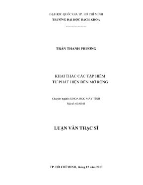 Luận văn thạc sĩ khoa học máy tính khai thác các tập hiếm từ phát hiện đến mở rộng