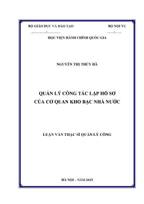 Luận văn thạc sĩ quản lý công quản lý công tác lập hồ sơ của cơ quan kho bạc nhà nước