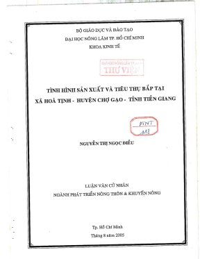 Khóa luận tốt nghiệp phát triển nông thôn tình hình sản xuất và tiêu thụ bắp tại xã hòa tịnh huyện chợ gạo tỉnh tiền giang
