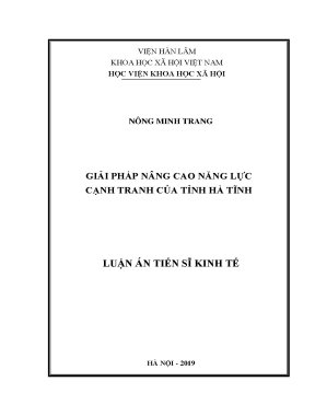 Giải pháp nâng cao năng lực cạnh tranh của tỉnh hà tĩnh luận án tiến sĩ kinh tế
