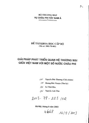 Luận văn giải pháp phát triển quan hệ thương mại giữa việt nam và một số nước ở châu phi