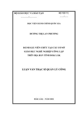 Luận văn thạc sĩ đánh giá viên chức tại các cơ sở giáo dục nghề nghiệp công lập trên địa bàn tỉnh đắk lắk