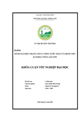 Luận văn thạc sĩ đánh giá hiện trạng chất lượng nước thải bệnh viện đa khoa tỉnh lạng sơn