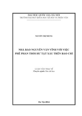 Luận văn báo chí nhà báo phê phán thói hư tật xấu