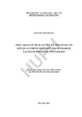 Luận văn thực trạng sử dụng ma túy và một số yếu tố liên quan ở bệnh nhân điều trị methadone tại thành phố hải dương năm 2017