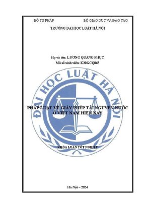 Khóa luận tốt nghiệp pháp luật về giấy phép tài nguyên nước ở việt nam hiện nay