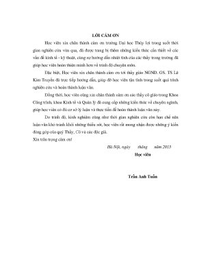 Luận văn thạc sĩ nghiên cứu đề xuất giải pháp nâng cao hiệu quả đầu tư trong quá trình khai thác sử dụng công trình hồ trọng hòa bình