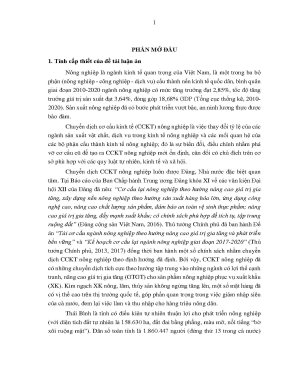 Luận án tiến sĩ kinh tế chính sách chuyển dịch cơ cấu kinh tế nông nghiệp theo hướng xuất khẩu bền vững của tỉnh thái bình