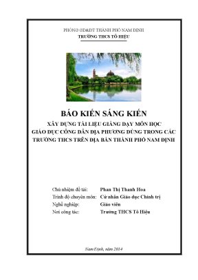 Skkn xây dựng tài liệu giảng dạy môn học giáo dục công dân địa phương dùng trong các trường thcs