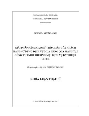 Luận văn thạc sĩ quản trị kinh doanh giải pháp nâng cao sự thỏa mãn của khách hàng sử dụng dịch vụ mua hàng qua mạng tại công ty tnhh thương mại dịch vụ kỹ thuật vitek