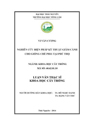 Luận văn thạc sĩ nghiên cứu biện pháp kỹ thuật giâm cành cho giống chè ph11 tại phú thọ