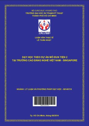 Luận văn thạc sĩ hcmute dạy học theo dự án mô đun tiện 2 tại trường cao đẳng nghề việt nam singapore