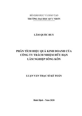 Luận văn thạc sĩ phân tích hiệu quả kinh doanh của công ty trách nhiệm hữu hạn lâm nghiệp sông kôn