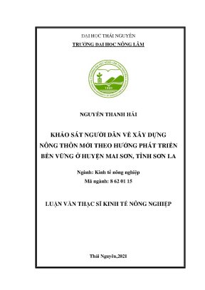 Luận văn tốt nghiệp khảo sát người dân về xây dựng nông thôn mới theo hướng phát triển bền vững ở huyện mai sơn tỉnh sơn la