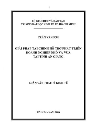 Luận văn thạc sĩ kinh tế giải pháp tài chính hỗ trợ phát triển doanh nghiệp vừa và nhỏ tại tỉnh an giang