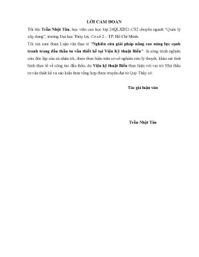 Luận văn thạc sĩ nghiên cứu giải pháp nâng cao năng lực cạnh tranh trong đấu thầu tư vấn thiết kế tại viện kỹ thuật biển