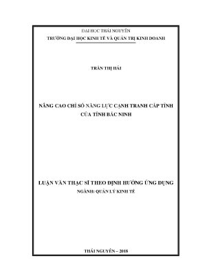Luận văn thạc sĩ nâng cao chỉ số năng lực cạnh tranh cấp tỉnh của tỉnh bắc ninh