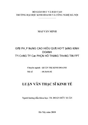 Luận văn thạc sĩ hubt nâng cao hiệu quả hoạt động kinh doanh tại công ty cổ phần hệ thống thông tin fpt