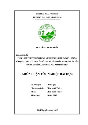 Luận văn đánh giá thực trạng bệnh viêm tử cung trên đàn lợn nái ngoại tại trại chăn nuôi hòa yên hòa phát huyện trấn yên tỉnh yên bái và áp dụng pháp đồ điều trị