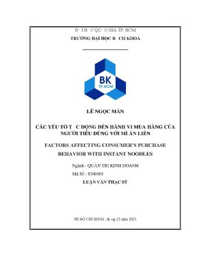 Luận văn thạc sĩ quản trị kinh doanh các yếu tố tác động đến hành vi mua hàng của người tiêu dùng với mì ăn liền