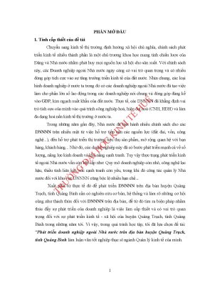 Luận văn thạc sĩ khoa học kinh tế phát triển doanh nghiệp ngoài nhà nước trên địa bàn huyện quảng trạch tỉnh quảng bình
