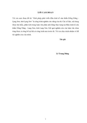 Luận văn thạc sỹ quản lý kinh tế chủ đề giải pháp phát triển khu kinh tế cửa khẩu đồng đăng lạng sơn tỉnh lạng sơn