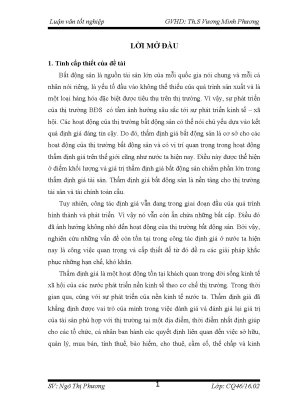 Luận văn tốt nghiệp một số giải pháp hoàn thiện hoạt động định giá bất động sản tại trung tâm thẩm định giá và đấu giá chi nhánh công ty cổ phần định giá và dịch vụ tài chính việt nam