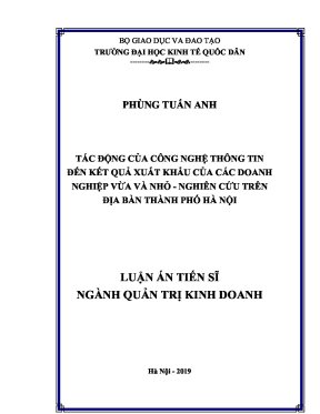 Luận án tiến sĩ tác động của công nghệ thông tin đến kết quả xuất khẩu của các doanh nghiệp vừa và nhỏ nghiên cứu trên địa bàn thành phố hà nội