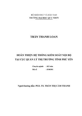 Luận văn thạc sĩ hoàn thiện hệ thống kiểm soát nội bộ tại cục quản lý thị trường tỉnh phú yên