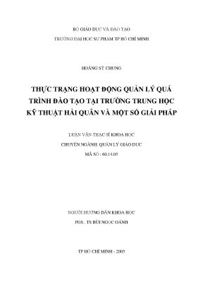 Luận văn thạc sĩ khoa học thực trạng hoạt động quản lý quá trình đào tạo tại trường trung học kỹ thuật hải quân và một số giải pháp