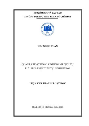 Luận văn thạc sĩ quản lý hoạt động kinh doanh dịch vụ lưu trú thực tiễn tại bình dương